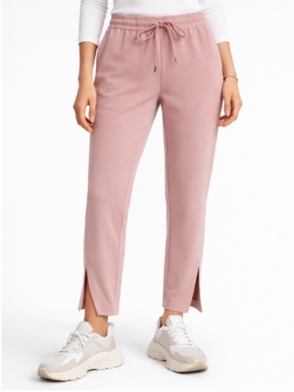 Theory Dusty Rose Drawstring Tulip Hem Joggers